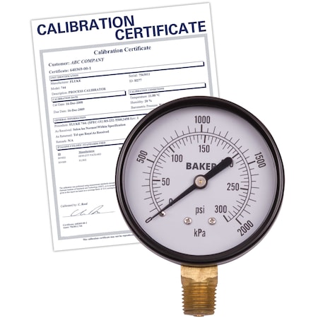 Baker Instruments LVBNA-300P Pressure Gauge, 0-300 PSI,  LVBNA-300P-NIST